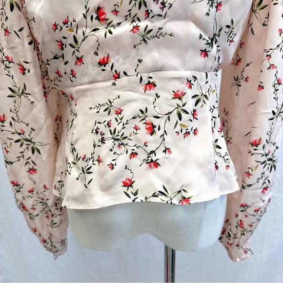 Intermix Chiara Printed Pink Floral Sweetheart Top 100% silk Size 8 - Picture 10 of 16